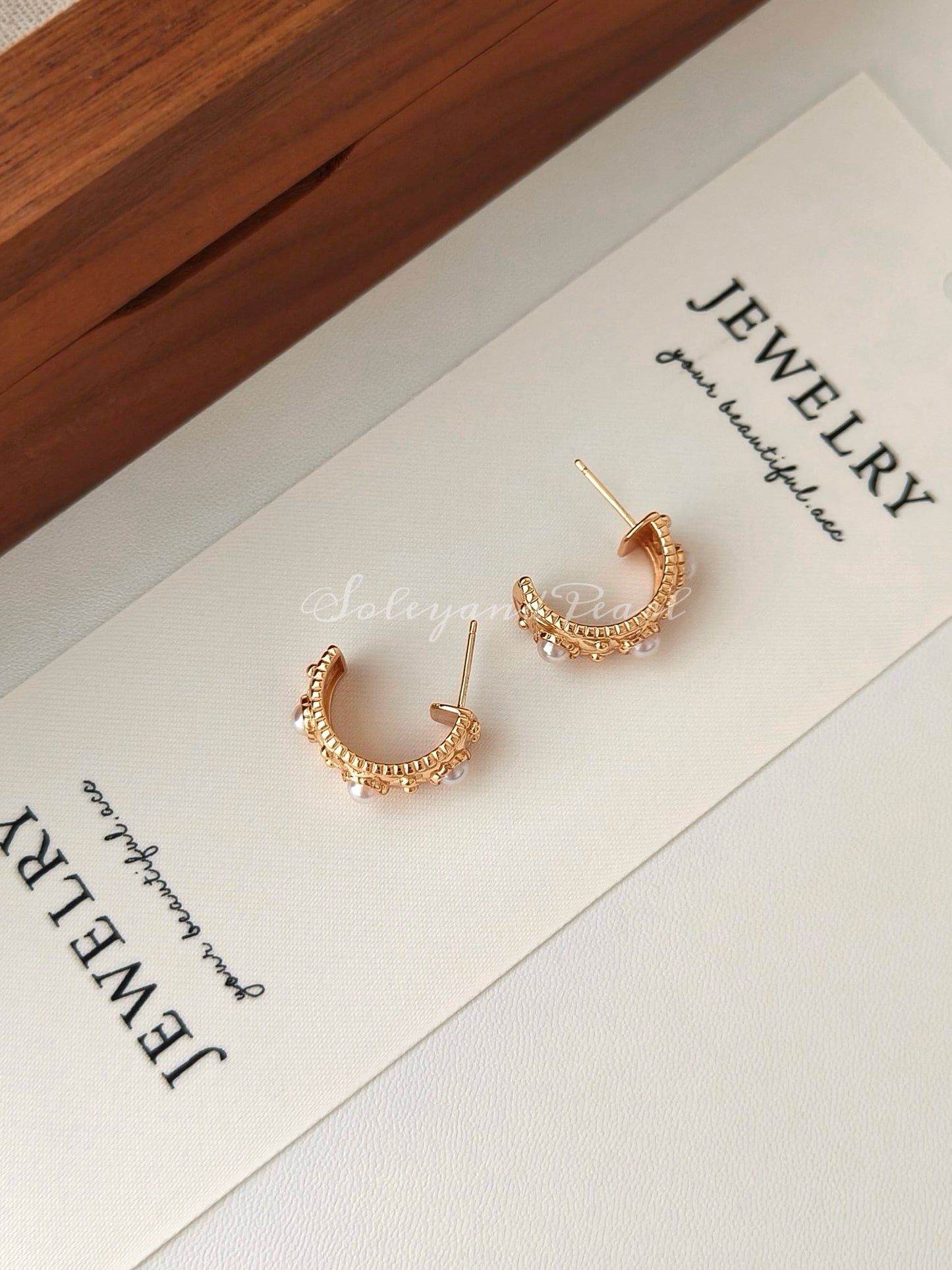 Golden Halo Pearl Hoops