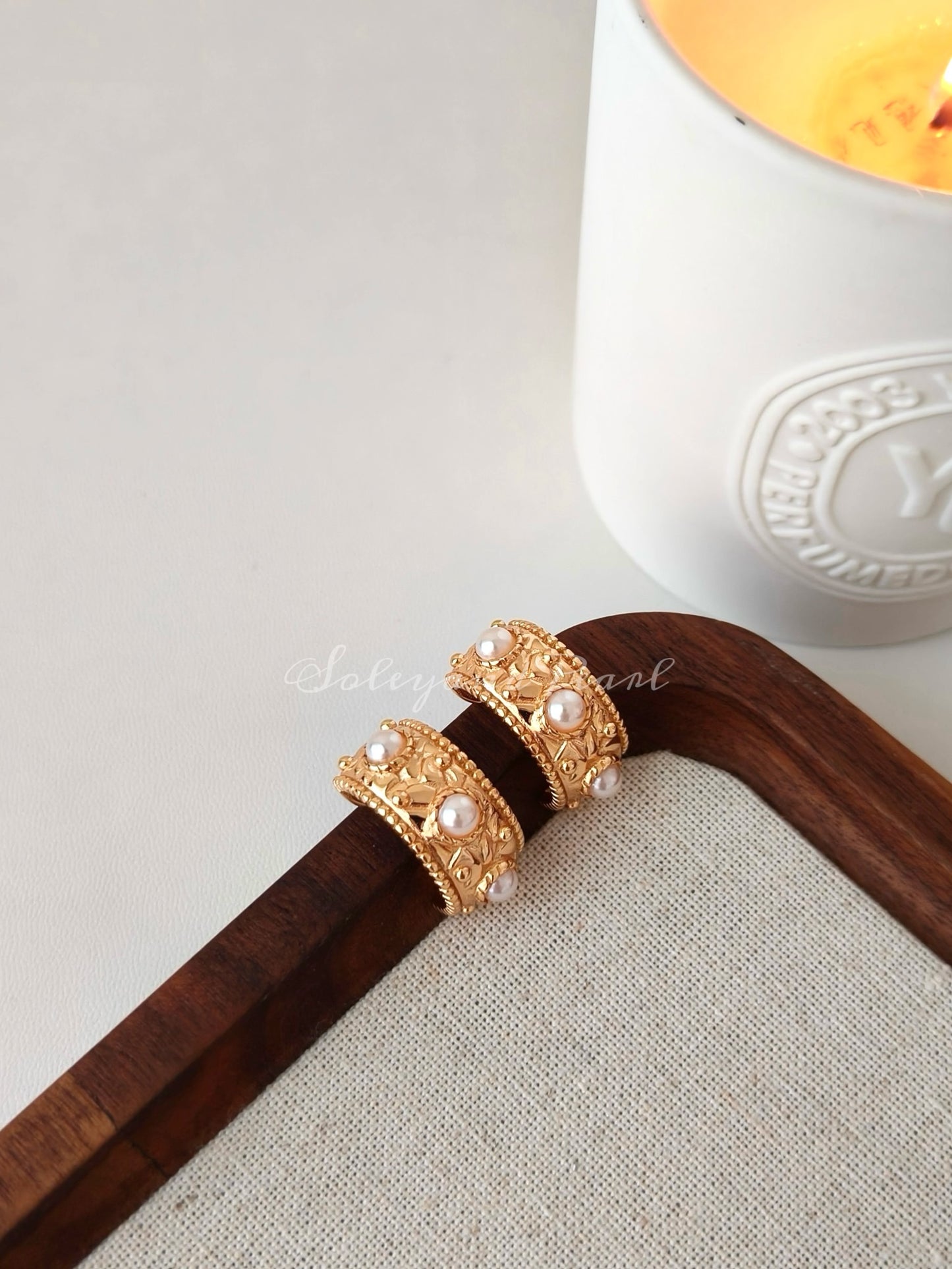Golden Halo Pearl Hoops