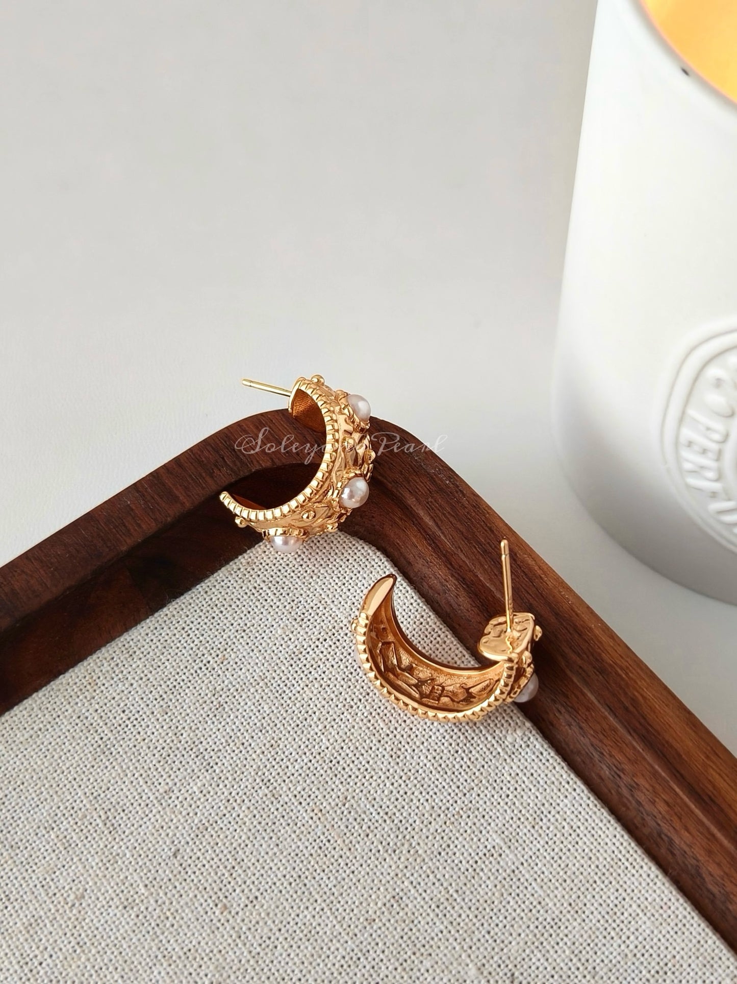 Golden Halo Pearl Hoops